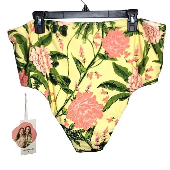 Agua Bendita x Target Peony Botanical Reversible High Waist Cheeky Bikini Bottom - Picture 3 of 9